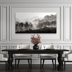 Black Forest Tree Landscape Wall Art – Ready to Hang 24×48 Inches