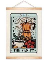 THE SANITY Tarot Card Wall Art,14x18inch Coffee Pot and Floal Canvas Poster w…
