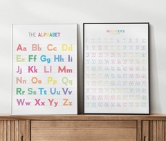 Rainbow Alphabet Writing Chart and Numbers 8.5″x11″ Print on Cardstock No Frame