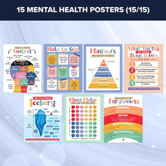15 Mental Health Posters for Office – 11X14In Mental Health Decor Therapy Offic