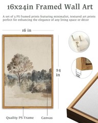 UPWOIGH Large Framed Wall Art, Set of 3 Vintage Muted Landscape Prints, 16×24…