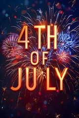 4th of July Holiday Celebration – 250 Years USA Firework – POSTER 20″x30″