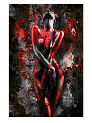 Abstract Wall Art Black Red Sexy Woman Canvas Painting Poster Home Decor Picture