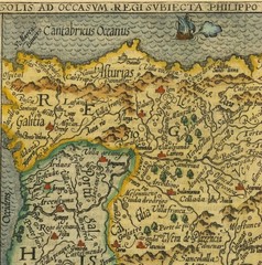 Ancient 1590 One of the Earliest Map Of Spain; 100% Cotton Canvas, Wooden Hanger