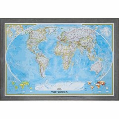 Craig Frames Classic World Push Pin Travel Map with Pins – 24 x 36