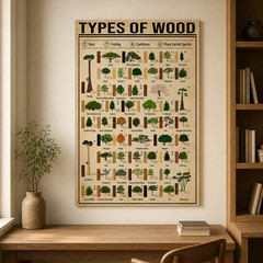 Types of Wood Identification Chart Vintage Poster Wall Decor | Multiple Sizes