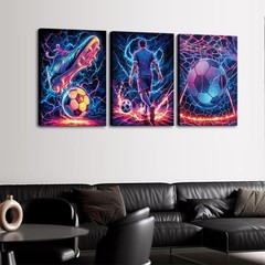 3Pcs Cool Soccer Canvas Wall Art Abstract Soccer Sneakers Posters Prints Pain…