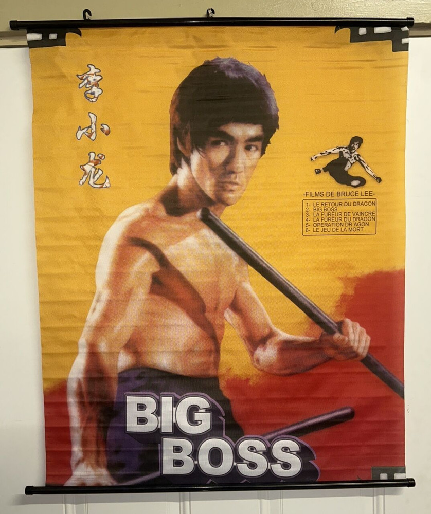 BRUCE LEE BIG BOSS #7 Hong Kong Cloth Print Scroll Hanging Wall Poster 25″ x 31″