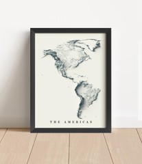 The Americas Map, North America 2D Relief Map, South America Map – 2D Flat