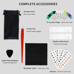 Large 23×16 Scratch-Off USA Map – Hand-Drawn Travel Design with Accessories, …