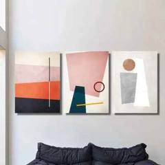 3pcs Bauhaus style color blocks, Metal Print Ready to Hang Art