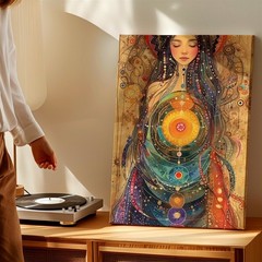 Wall Art Boho Spiritual Woman Chakra Mandala Canvas Print Mystical Home Decor