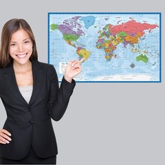 Laminated World Map Poster – Wall Chart Map Of Earth – 18″ X 29″ (Blue
