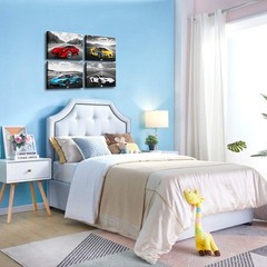 Framed Black & White Car Poster Wall Art – Sports Cars Decor for Teen Boys, Offi