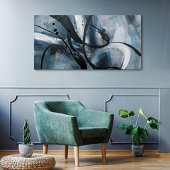 Abstract Canvas Wall Art Black And White Graffiti Lines Simple Art Modern Abs…