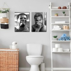 Laughing Moments: Set of 2 Black and White Canvas Prints for Bathroom Charm