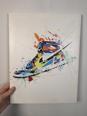 Graffiti Sneaker with Basketball Poster Canvas Wall Art Trendy 15”x11.5”