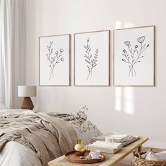 Botanical Canvas Wall Art Set of 3 Floral Minimalist Decor 12×16 Inch