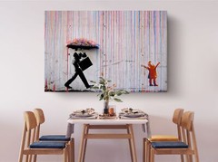 Banksy Colored Rain Canvas Print – Ready to Hang Wall Art for Home Decor