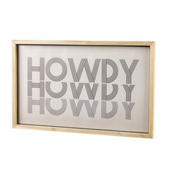 Home Decor Collection Howdy Print Natural Wood Framed Wall Art, 22″ x 13″