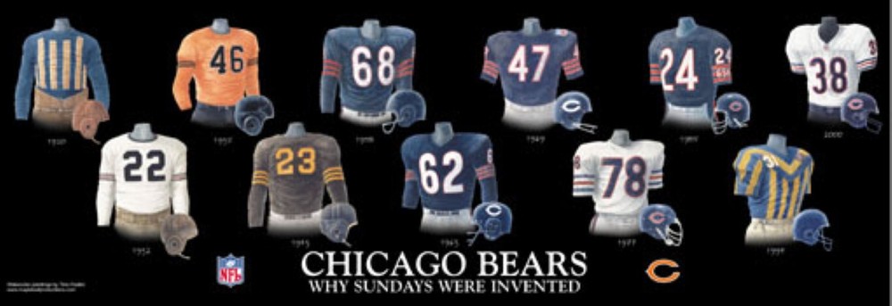 Framed Evolution History Chicago Bears Uniforms Print