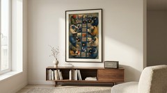Vinyl Record Crate Digging Poster Retro Oil Paint Style Music Room Wall Decor