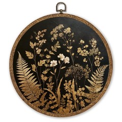 Vintage Floral Round Wall Art Decor,Rustic Retro Flower Botanical Wall Art Ca…