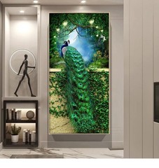 Green Peacock Canvas Painting Print Art Canvas Wall Art Canvas Poster Home Decor