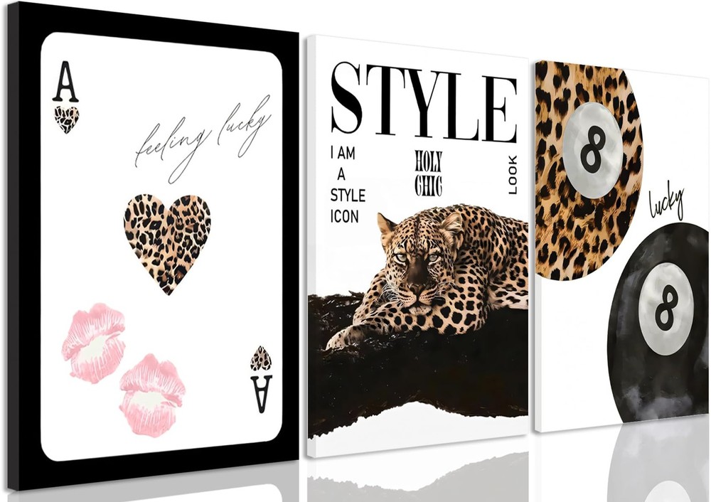 3Pcs Trendy Leopard Wall Art Canvas,Vintage Preppy Aesthetic Stylish Leopard …