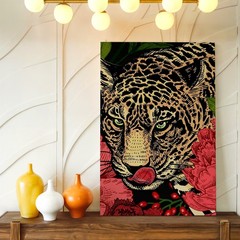 Wall Art Leopard Head Floral Botanical Print Pink Flowers Wildlife Poster Print