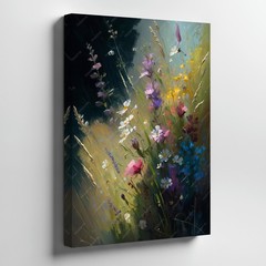 Beautiful Floral Bouquet Canvas Wall Art Abstract Wildflowers Nature Print Home