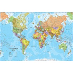 24″x36″ World Map Atlas Print Poster Wall Chart Classic Mural Decor Education