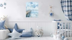 16×20 Storm Over Pier Beach Coastal Canvas Print Wall Art