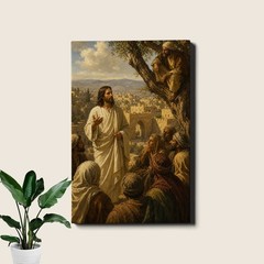 Jesus Teaching Crowd Canvas Print Biblical Oil Painting Religious Art
