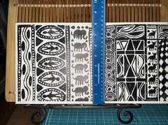 Tribal Elephant Art And Water buffalo Prints On Canvas Wall Hangings. Set Of 2