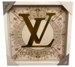 LOUIS VUITTON OLIVER GAL Glass ART FRAMED 16″ X 16″ GOLD FOIL EMBELLISHED – NEW
