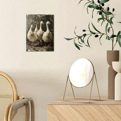 Vintage Geese Flock Distressed Canvas Wall Art, Farmhouse Home Decor