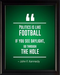 John F. Kennedy Politics Is Like Poster Print Picture or Framed Wall Art