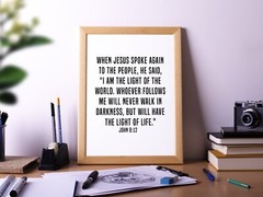 John 8:12, Bible Verse Quote, Poster Print, Home Wall Decor