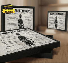 Black Framed Boy Soccer Canvas Wall Art Kid Soccer Life Lessons Wall Decor Pictu