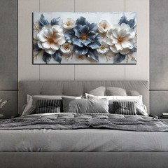 Blue and White Flower Pictures for Living Room Teen Bedroom Decor for Girls W…