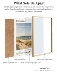 Natural OAK Wood Lake Michigan Framed Wall Art,12x16in Natural Scenery Canvas…