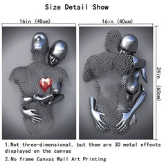 Frameless Love Heart 3D Metal Effect Black Art Wall Decor Modern Gallery Pain…