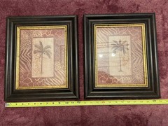 Set of 2 Kirkland’s Home Jungle Animal Palm Tree Framed Prints 12 x 14 inches