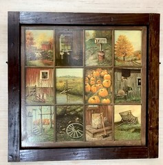 Homco Home Interiors Window Pane Picture Fall Rustic Autumn Farm B Mitchell VTG