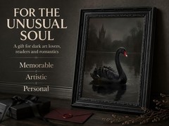 Gothic Dark Academy Wall Art Black Swan Painting Picture Country style animal…