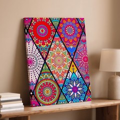 Colorful Mandala Canvas Wall Art Abstract Boho Pattern Decorative Print