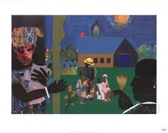ROMARE BEARDEN School Bell Time 35″ x 44″ Serigraph 1994 African American Multic