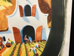 original c. 1950s SOUTH AFRICA Cape Town Winery 25×40 Travel Poster – Leon Dixon