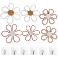 6 Pcs Boho Nursery Decor Daisy with Hooks 3 Size Daisy Flower Wall Decor Bohe…